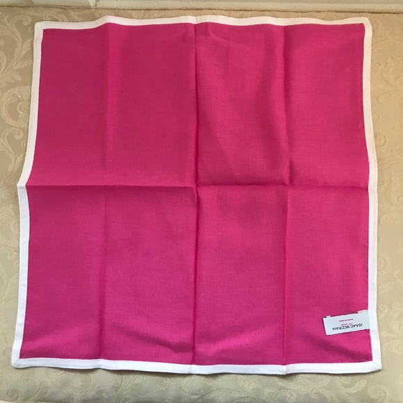 ISAAC MIZRAHI Cotton Linens Napkins Pink and White 20” X 20” Set of 8 NWT - Picture 7 of 10